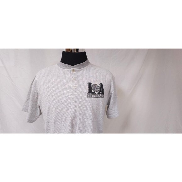 4CO Mens Large Grey Octagon Pattern City Of Los Angeles Short Sleeve Polo Shirt - Picture 2 of 15